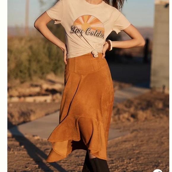 Anthropologie Maeve Cosima Flounced Midi Skirt - Picture 5 of 6